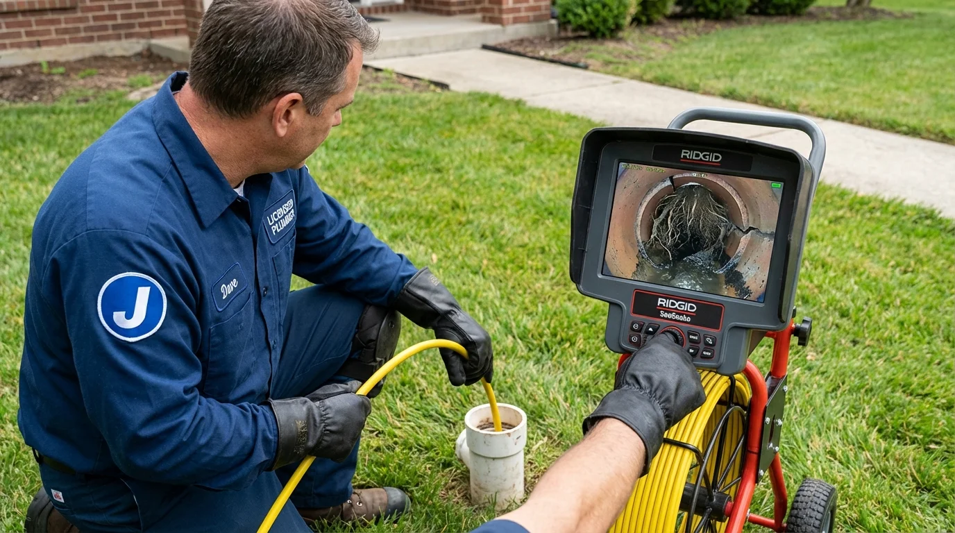Sewer camera inspection being performed by Johns Plumbing LLC in Chantilly