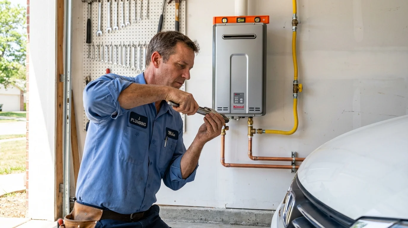 Tankless water heater installation by a Johns Plumbing LLC plumber in Chantilly